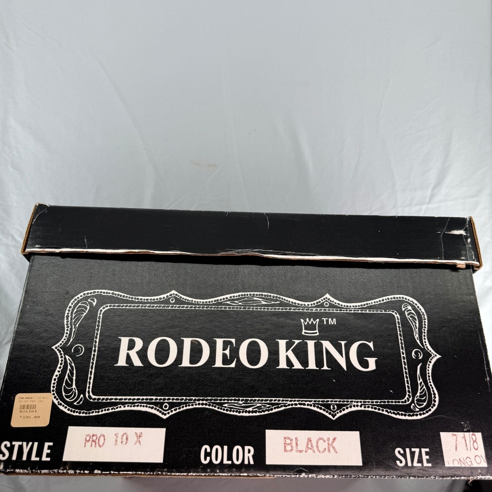 Rodeo King Pro 10X Black Beaver Felt Cowboy Hat 7 1/8 Long Oval - Picture 10 of 12